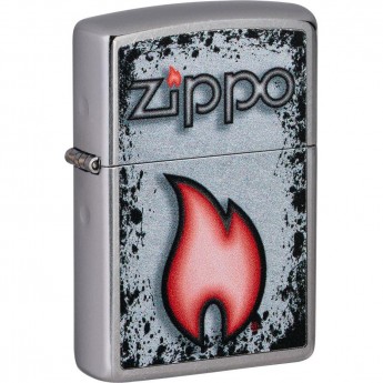 Зажигалка ZIPPO FLAME DESIGN STREET CHROME 49576